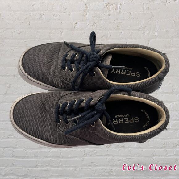 Sperry Top Sider Shoes Men's Canvas Sneaker Size 7 STS15289 Memory Foam Gray - Picture 6 of 7